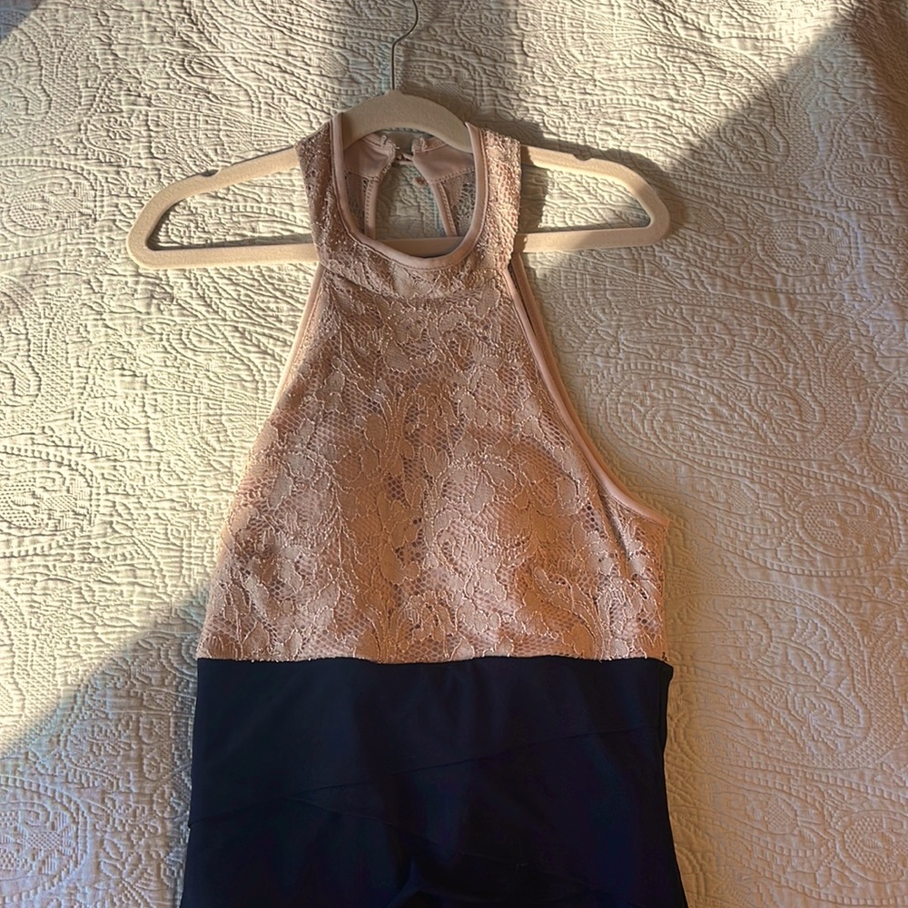 Black and tan cocktail dress